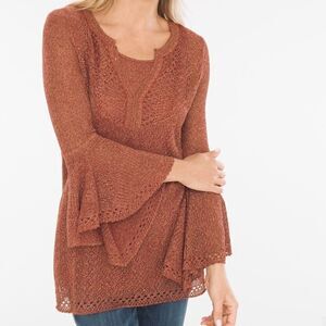 Chico’s Pullover Tank w/Sweater Long Bell Sleeve Size 1 Like new